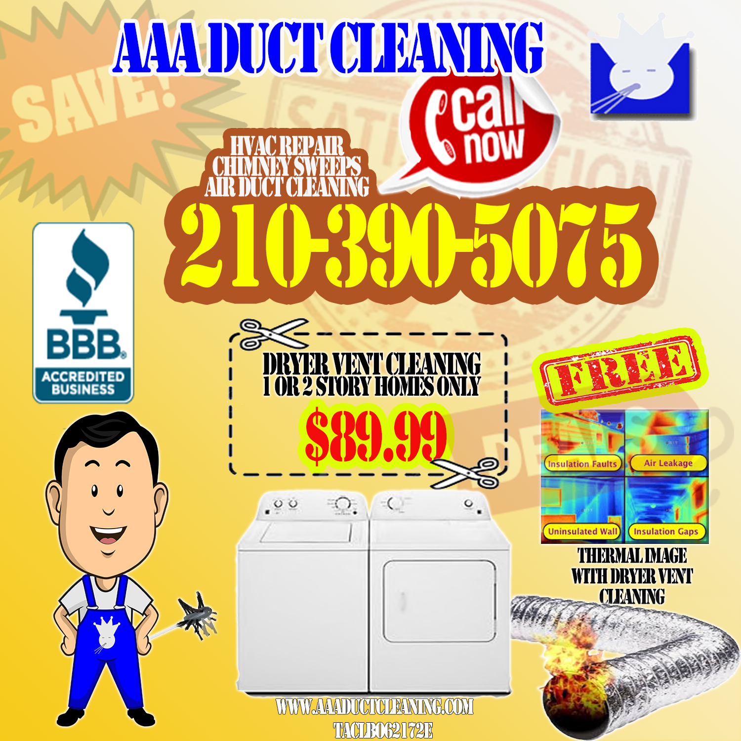 Dryer Vent Cleaning Company Located in San Antonio. Call For your next appointment for annual dryer vent cleaning San Antonio.